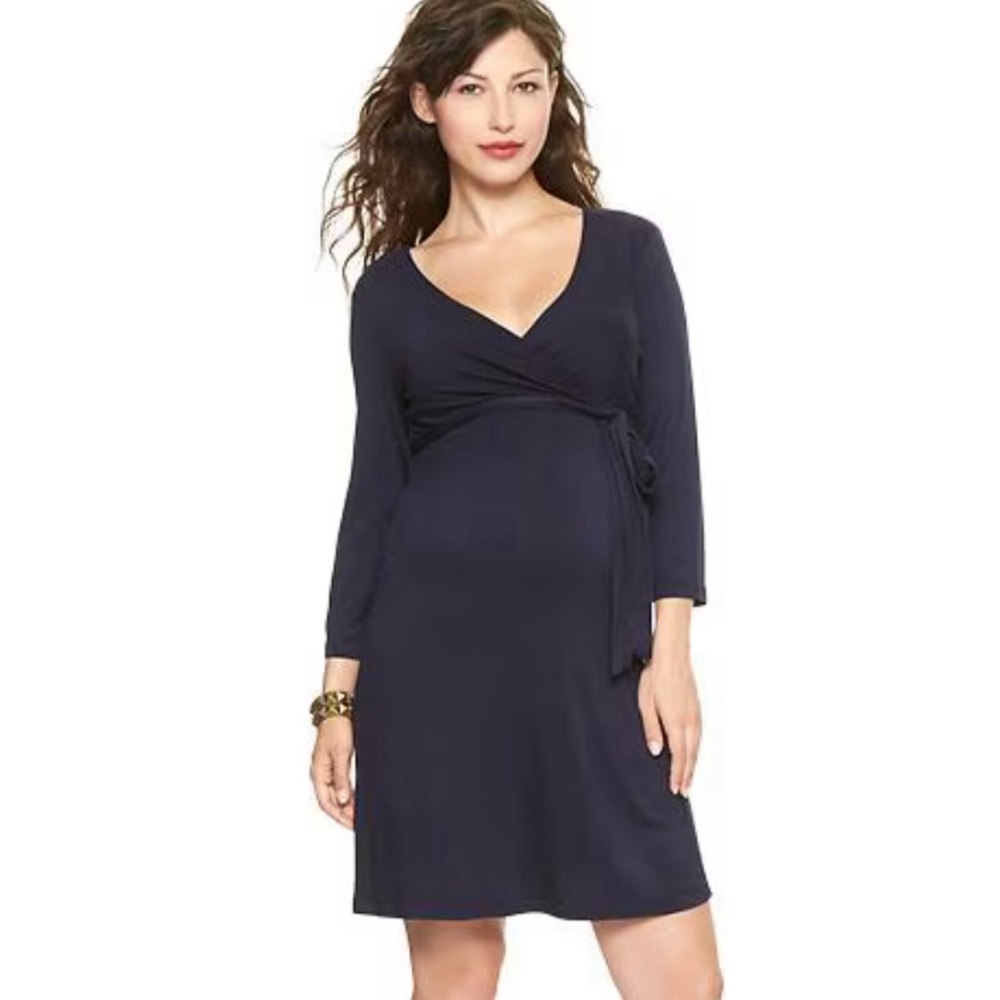 GAP Maternity Navy Faux-Wrap Dress